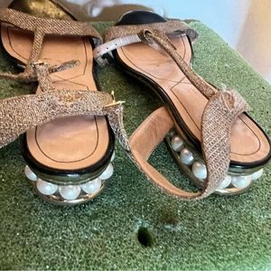 Nicholas Kirkwood glitter flats pearl heel sandals ballet shoes slide in t strap